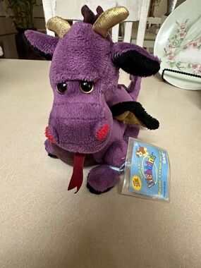 GANZ Purple and Gold Plush Dragon Stuffed Animal